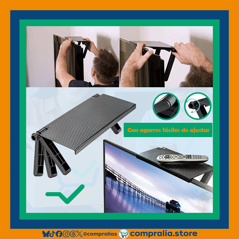 Soporte Ajustable Antideslizante para TV y Monitor | Estante Trasero para Accesorios