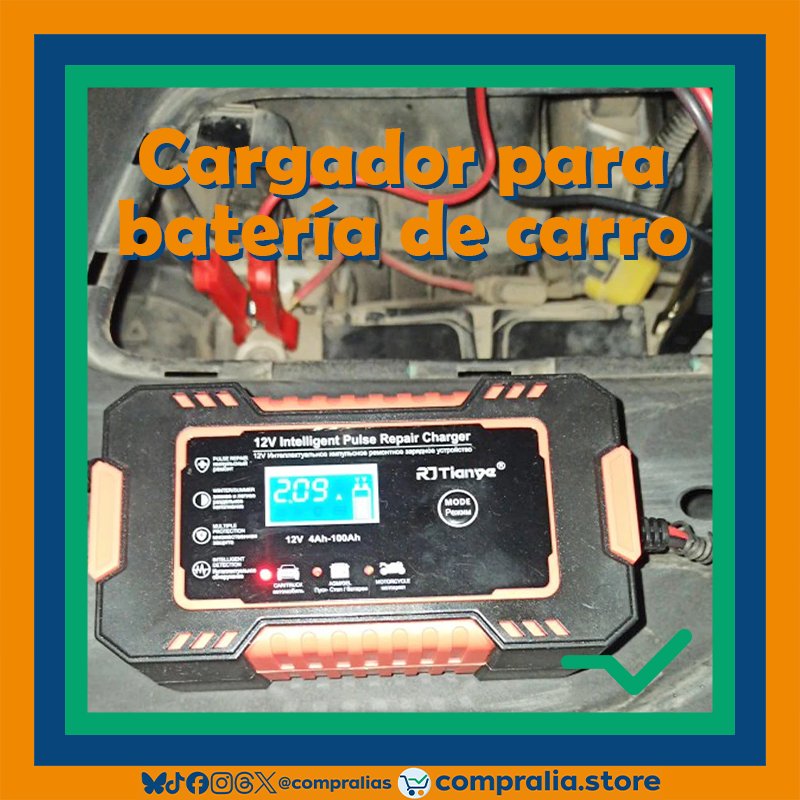 Cargador de Batería para Carro 12V 6A con Pantalla LCD | Reparación por Pulso y Modo Inteligente
