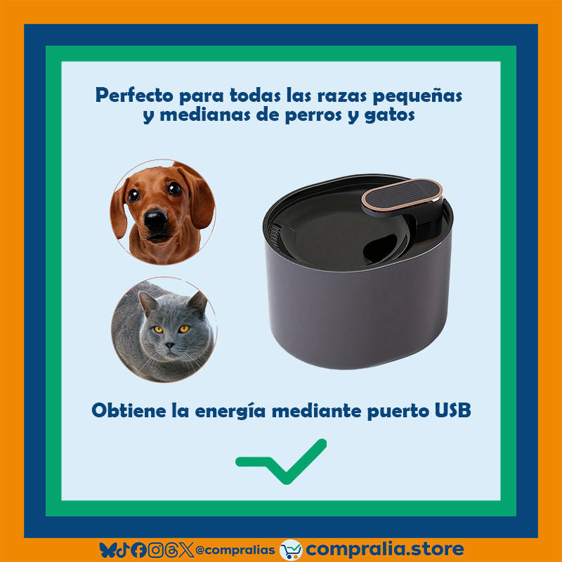 Bebedero Ovalado Inteligente 3L para Mascotas | Filtro Doble