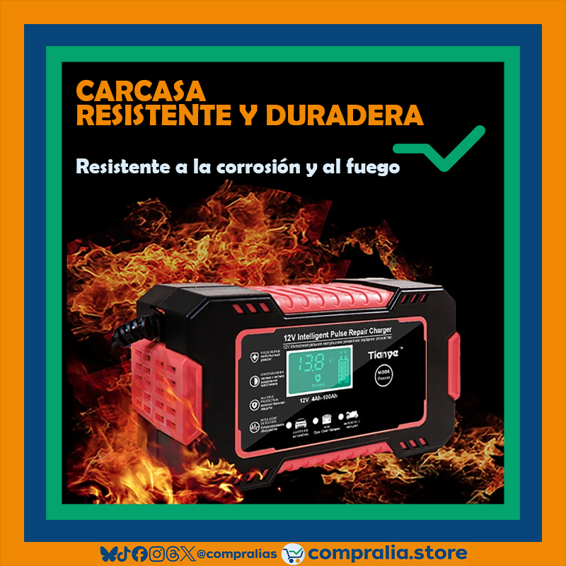 Cargador de Batería para Carro 12V 6A con Pantalla LCD | Reparación por Pulso y Modo Inteligente