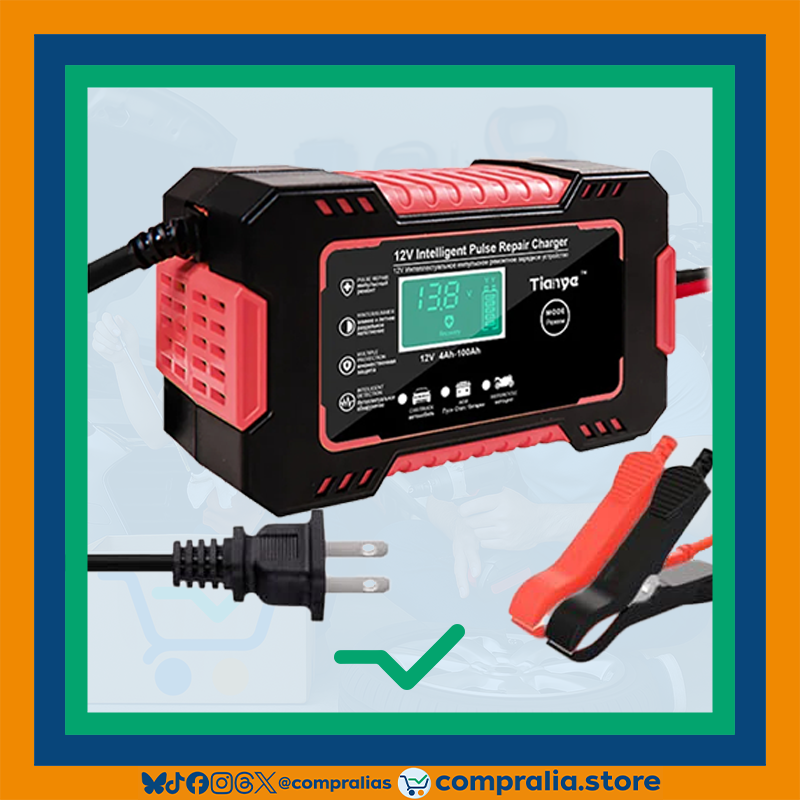 Cargador de Batería para Carro 12V 6A con Pantalla LCD | Reparación por Pulso y Modo Inteligente