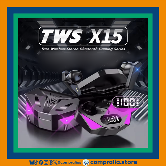 Audífonos Inalámbricos X15 TWS para Gaming | Bluetooth, Sonido HiFi 9D y Micrófono Integrado