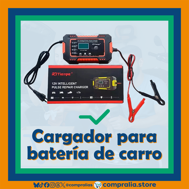 Cargador de Batería para Carro 12V 6A con Pantalla LCD | Reparación por Pulso y Modo Inteligente