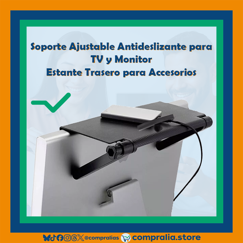 Soporte Ajustable Antideslizante para TV y Monitor | Estante Trasero para Accesorios
