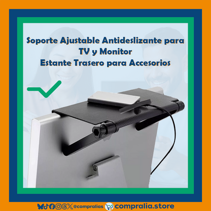Soporte Ajustable Antideslizante para TV y Monitor | Estante Trasero para Accesorios