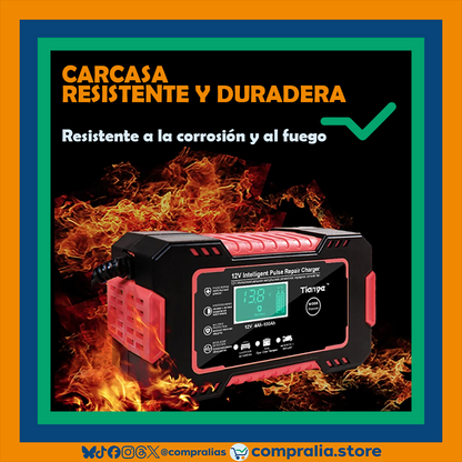Cargador de Batería para Carro 12V 6A con Pantalla LCD | Reparación por Pulso y Modo Inteligente