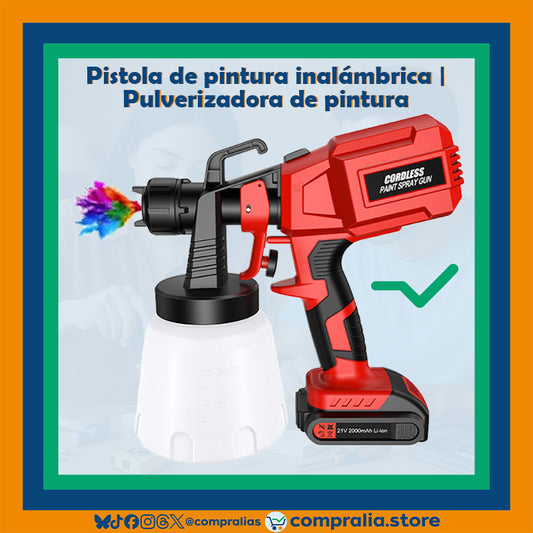 Pistola de Pintura Inalámbrica 21V | Recargable, Potente y con 3 Modos de Rociado | 800 ml | Ideal para Madera, Muro y Automotriz