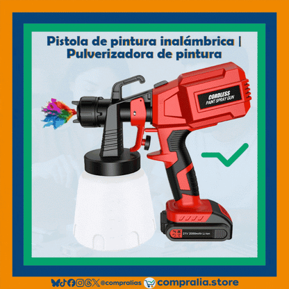 Pistola de Pintura Inalámbrica 21V | Recargable, Potente y con 3 Modos de Rociado | 800 ml | Ideal para Madera, Muro y Automotriz