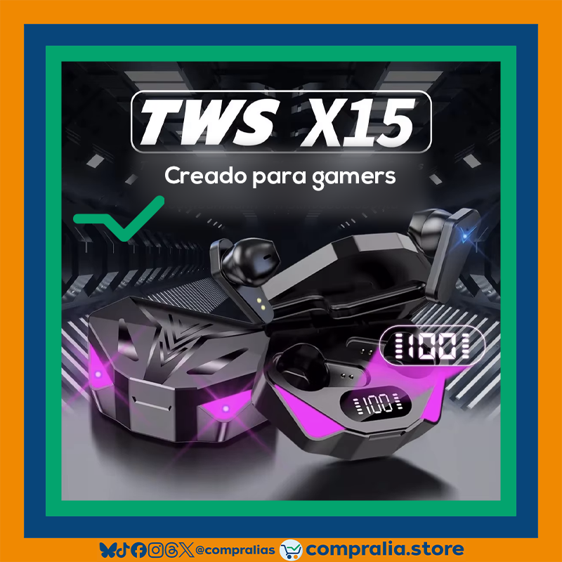 Audífonos Inalámbricos X15 TWS para Gaming | Bluetooth, Sonido HiFi 9D y Micrófono Integrado